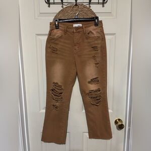 Vervet Distressed High-Rise Brown Women’s Jeans